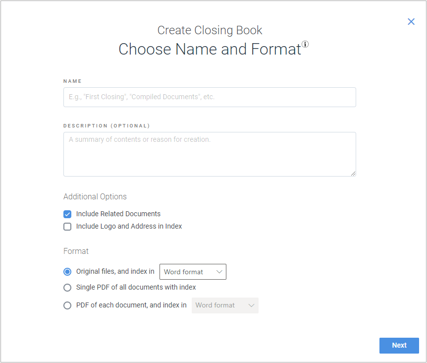 Creating a Closing Book Litera Transact